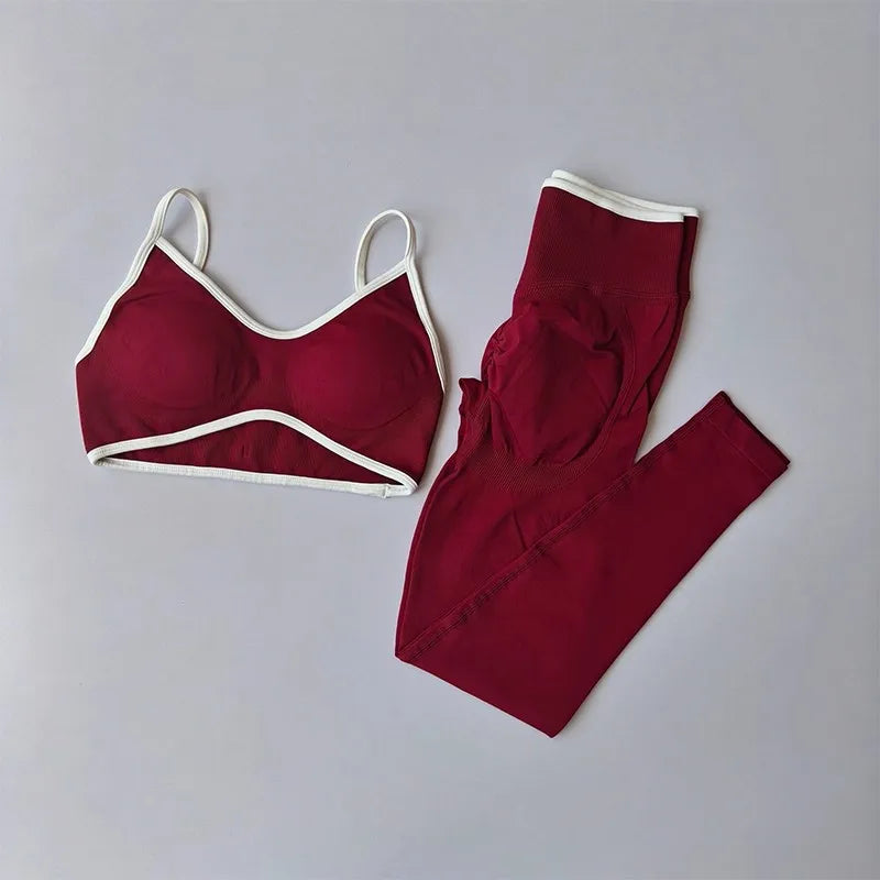Waisted Contrast Strap Sports Set
