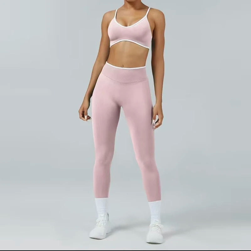 Waisted Contrast Strap Sports Set