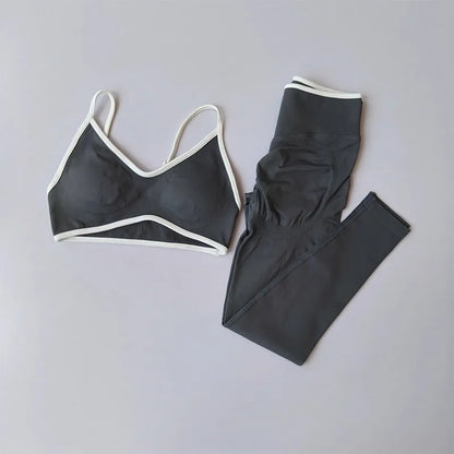 Waisted Contrast Strap Sports Set