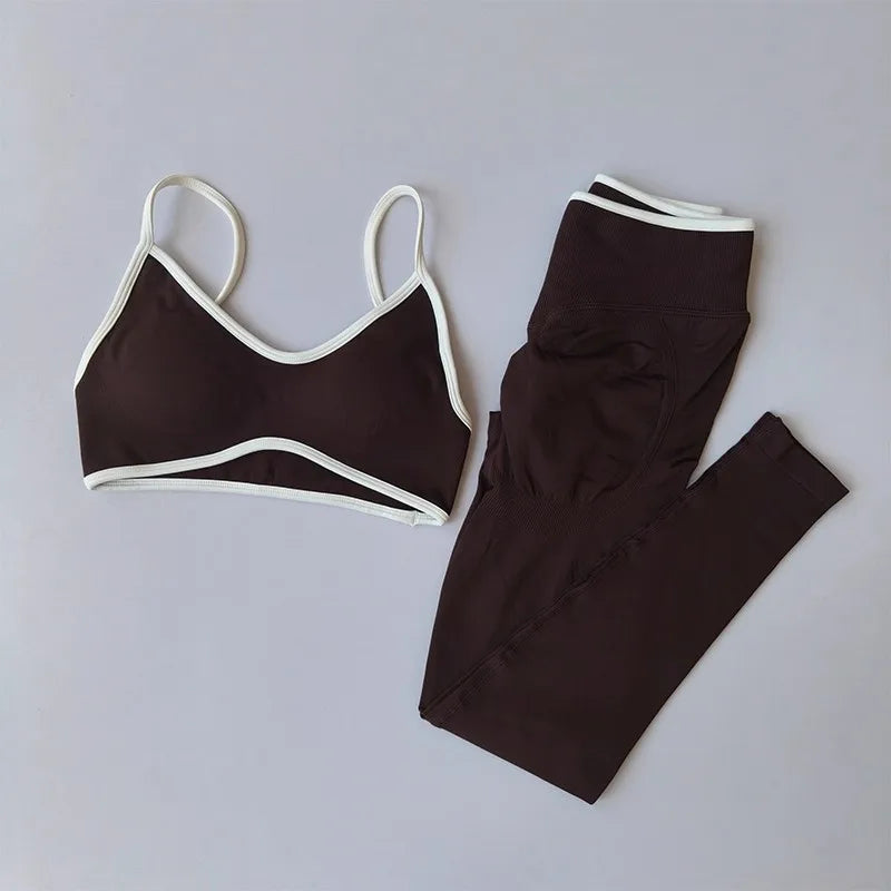 Waisted Contrast Strap Sports Set