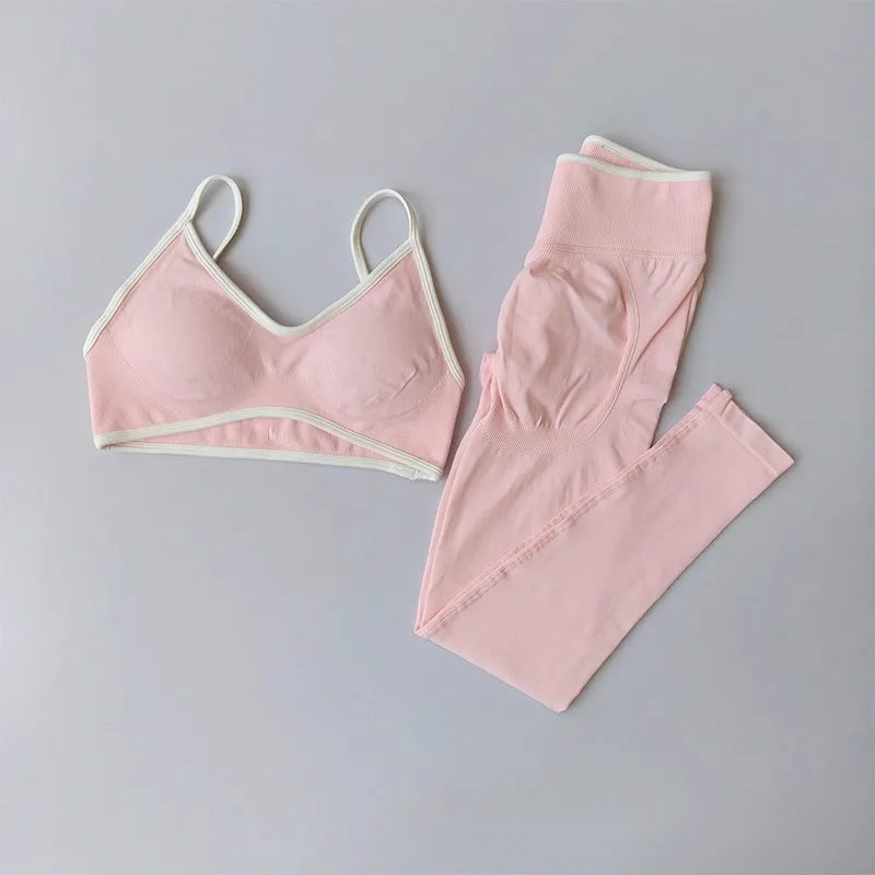 Waisted Contrast Strap Sports Set
