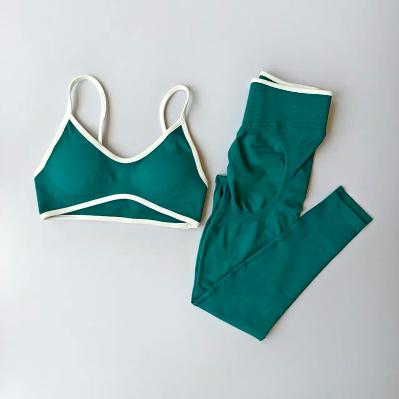 Waisted Contrast Strap Sports Set