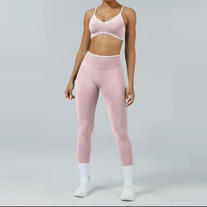 Waisted Contrast Strap Sports Set