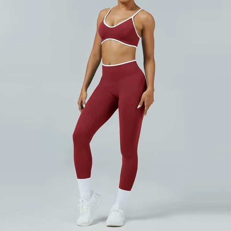 Waisted Contrast Strap Sports Set