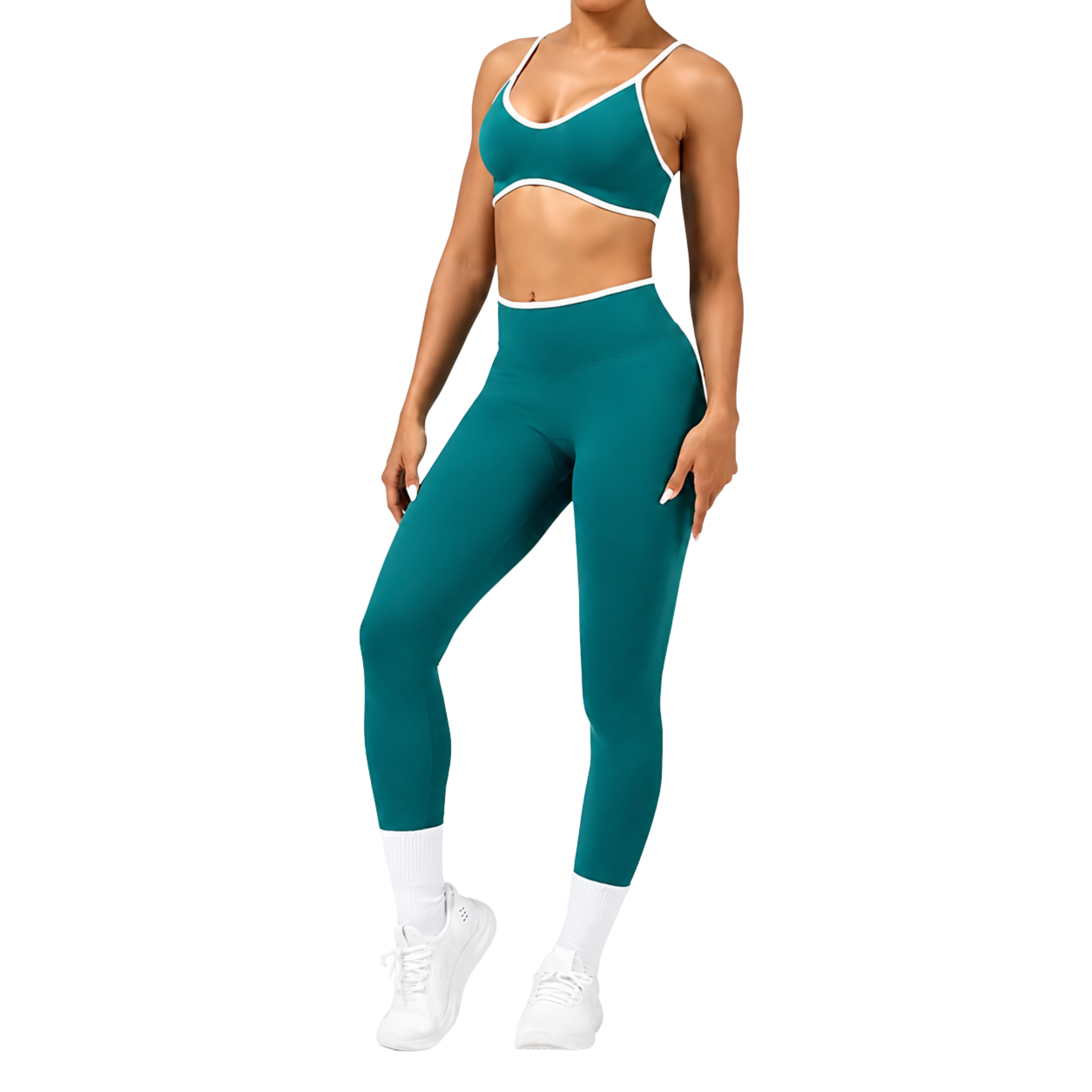 Waisted Contrast Strap Sports Set